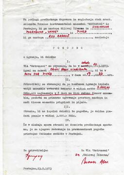 Metronomi  pogodba o igranju na prireditvi